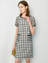 Plaid Lace Straight Short Sleeve Dress
