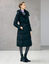Belted Quilted Zip-Front Long Puffer Coat