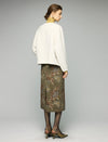 Wool Blend Beaded Floral Applique Crewneck Cropped Jacket