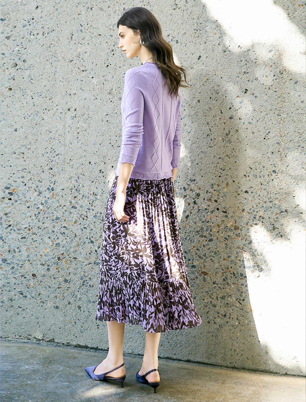 Lavender Cable-Knit Cardigan