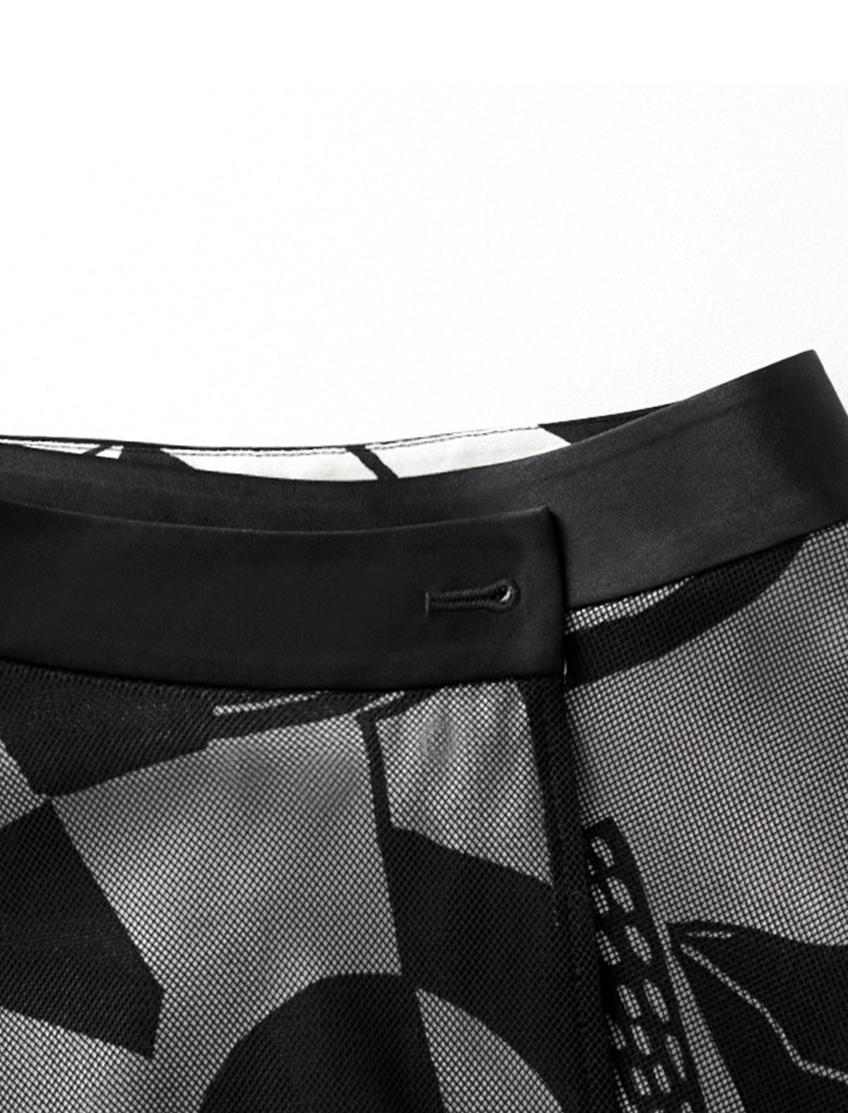 Reversible Geometric Print Mesh Detail Midi Skirt