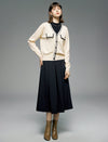 Pleated A-Line Midi Skirt
