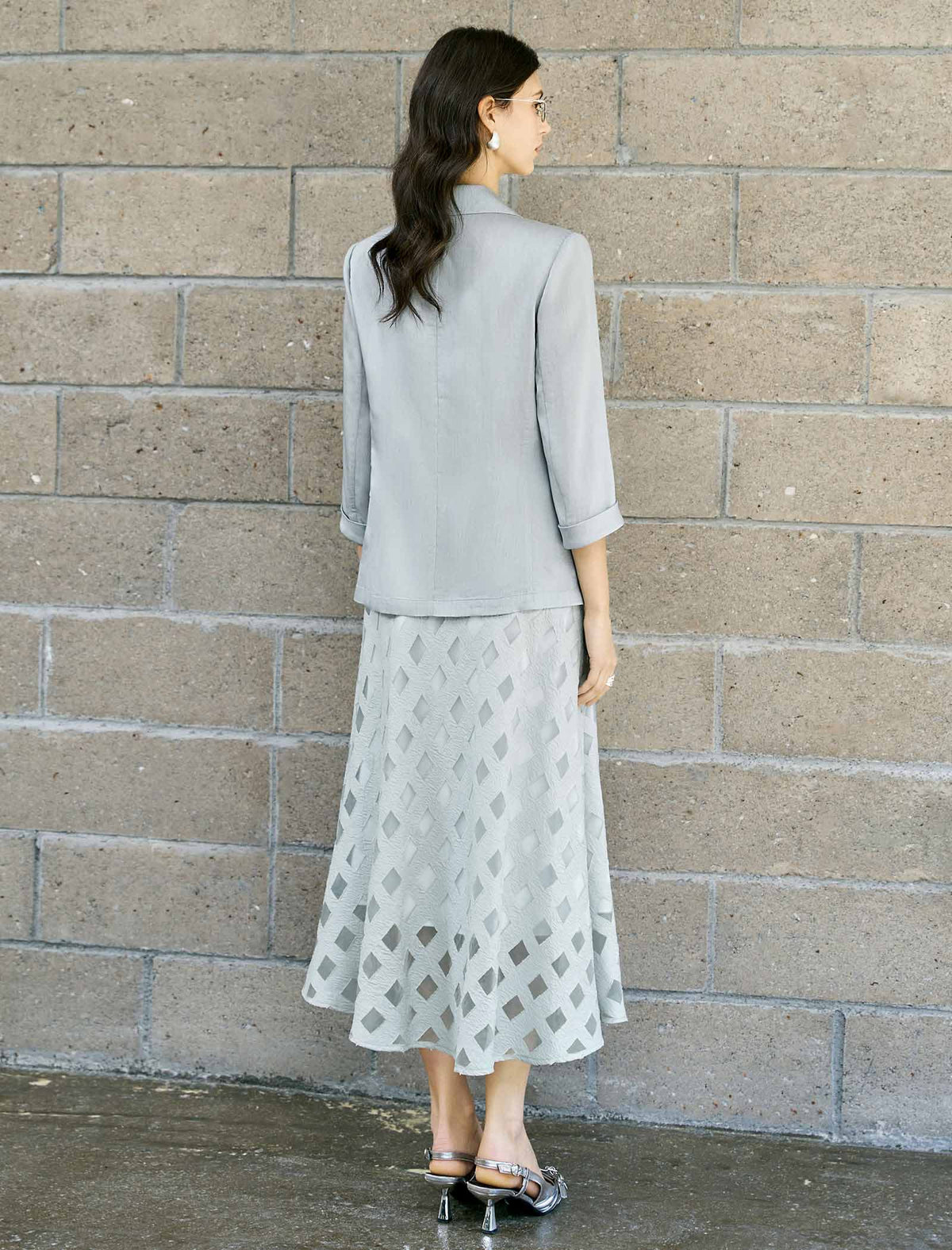 Geometric Cutout Maxi Skirt