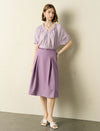 Solid Color Pleated Midi Skirt