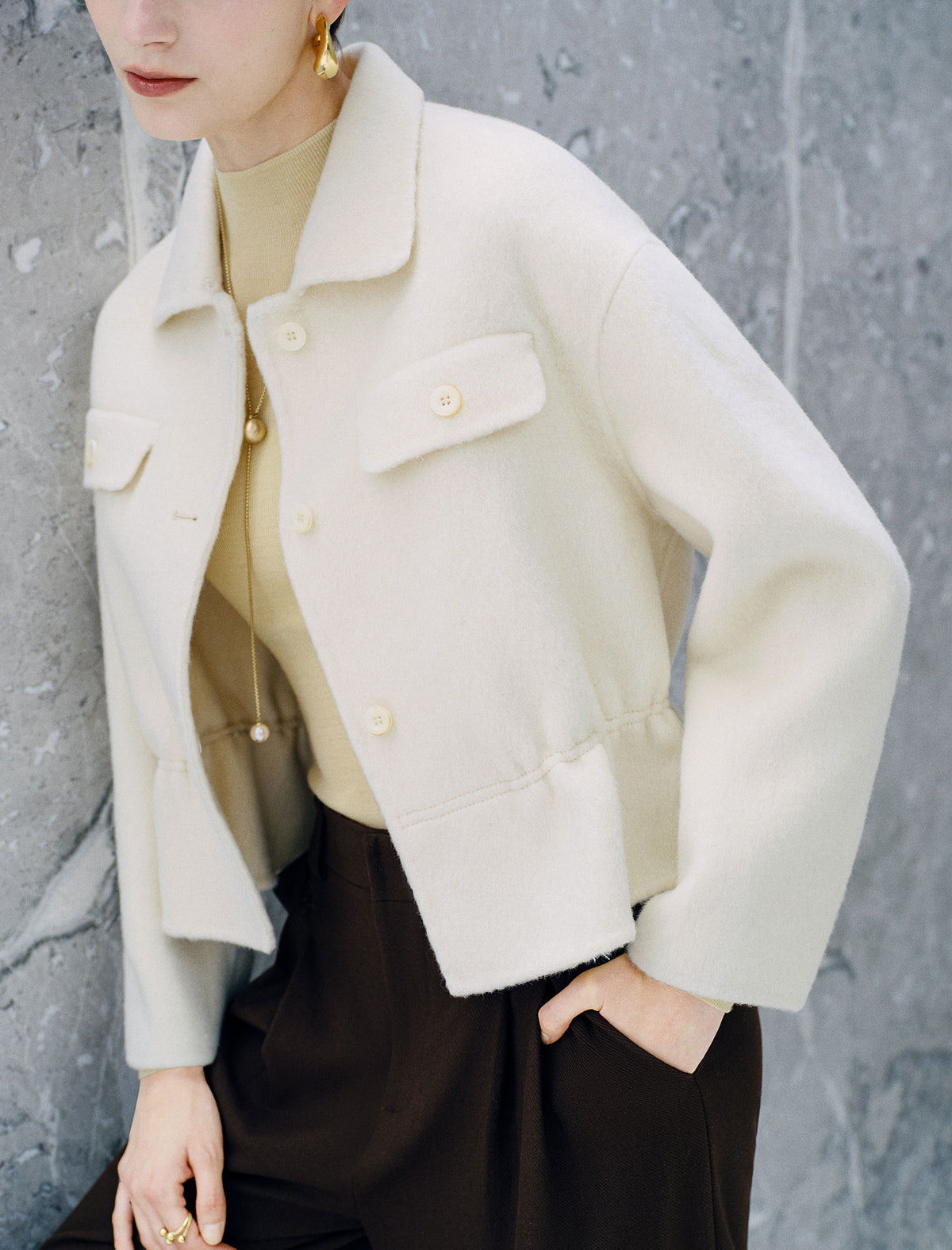 Detachable Collar Utility Cropped Jacket