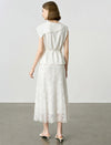 Solid Cap Sleeve Belted Blouse
