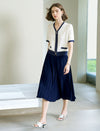 V-Neck Contrast Trim Short Sleeve Knit Cardigan