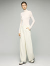 Wool Blend High-Waist Crease-Front Wide-Leg Pants