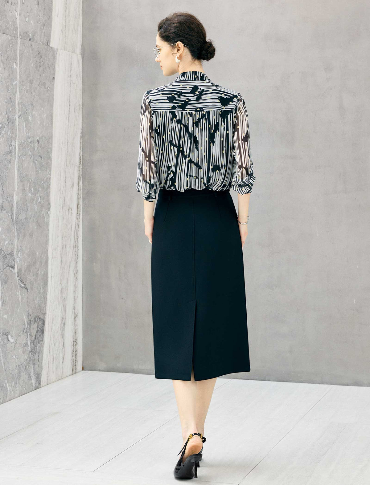 High Waist Straight Midi Skirt