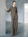 Front Pleated Wide Leg Pockets Detail Casual Pants