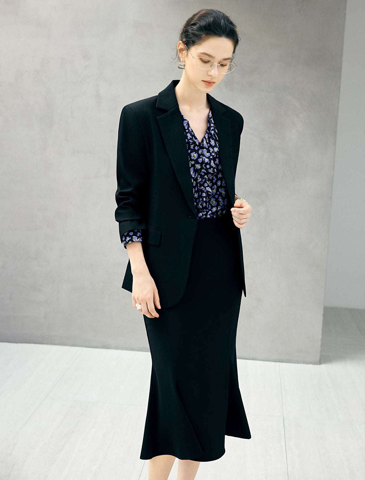 Floral Ruffle V Neck Tie Chiffon Blouse