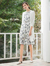 Cactus Print Silk Sleeveless Midi Dress