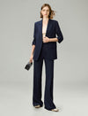 Navy Pinstripe Slight Flared Pants