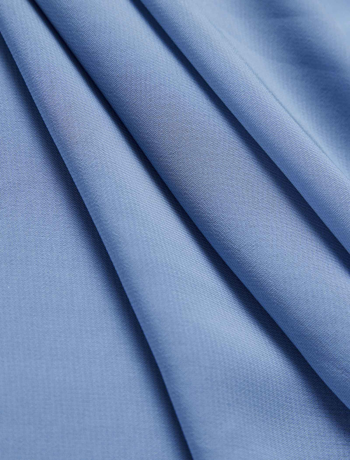 Dusty Blue Solid Permanent Pleat Midi A-Line Skirt