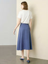 High-Waisted Belted Lyocell A-Line Midi Skirt