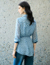 Light Blue Polka Dot Belted Shirt