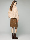 Plush Collared Button-Front Short Jacket