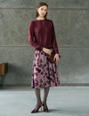 Butterfly Print Pleated Midi Skirt