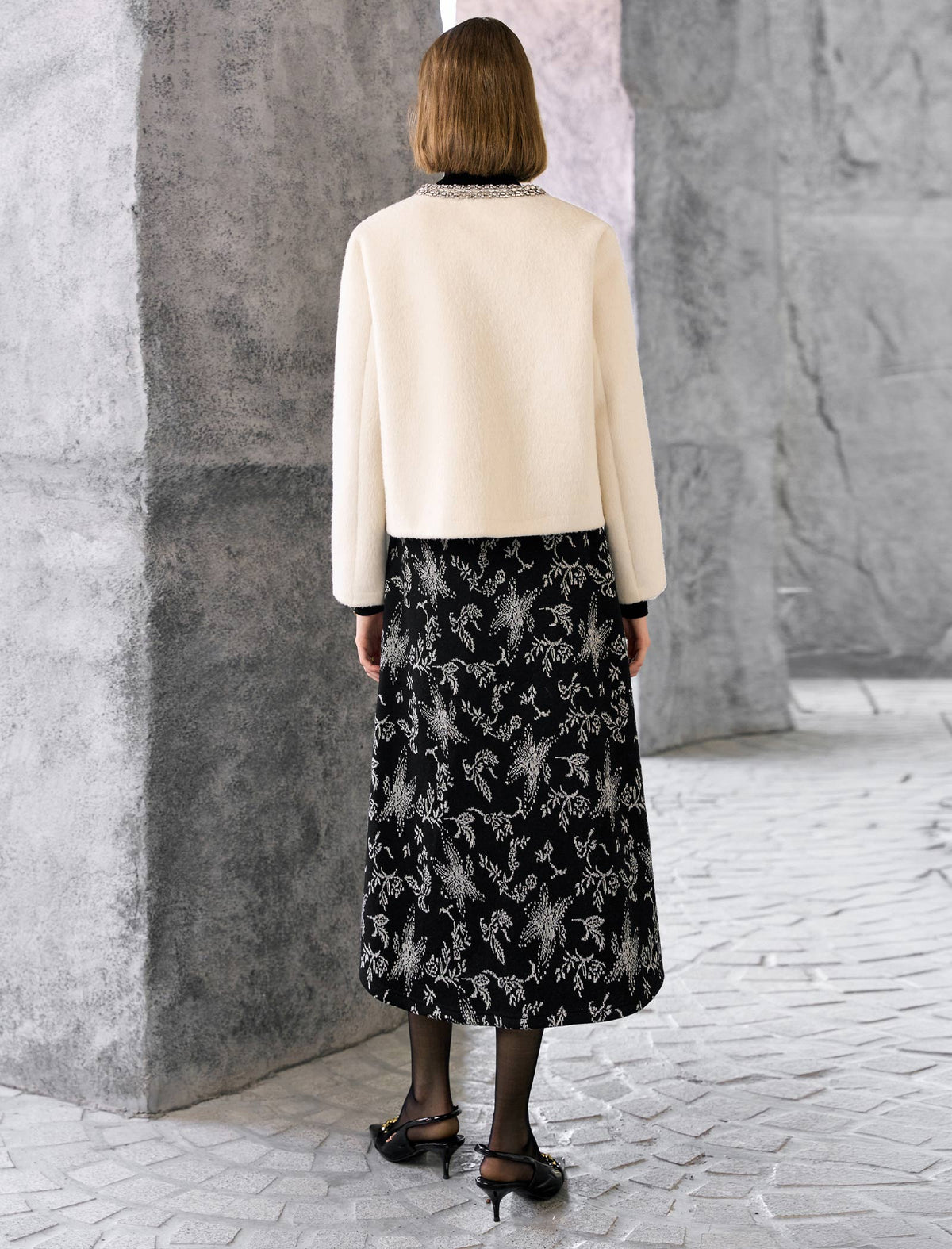 White Embellished Collar Jacket