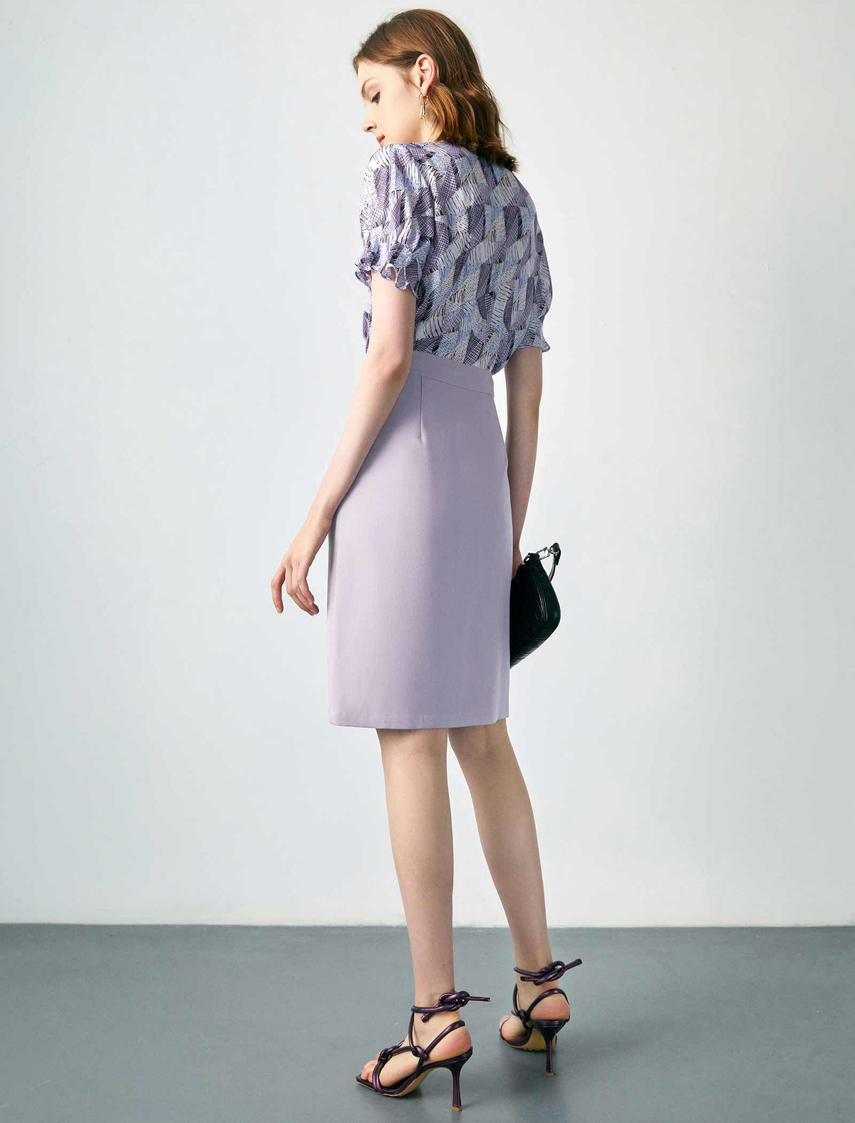 Solid Front Slit Skirt