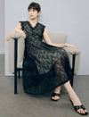 Black Lace Mesh Sheath Dress