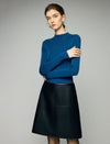 Panel-Seam High-Waist A-Line Midi Skirt