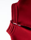 Mock Neck Pleated Midi Dress