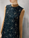 Beaded Neck 3D Floral Sleeveless Shift Dress