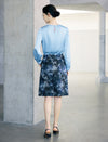 Vintage Floral Print Straight Knee-Length Skirt