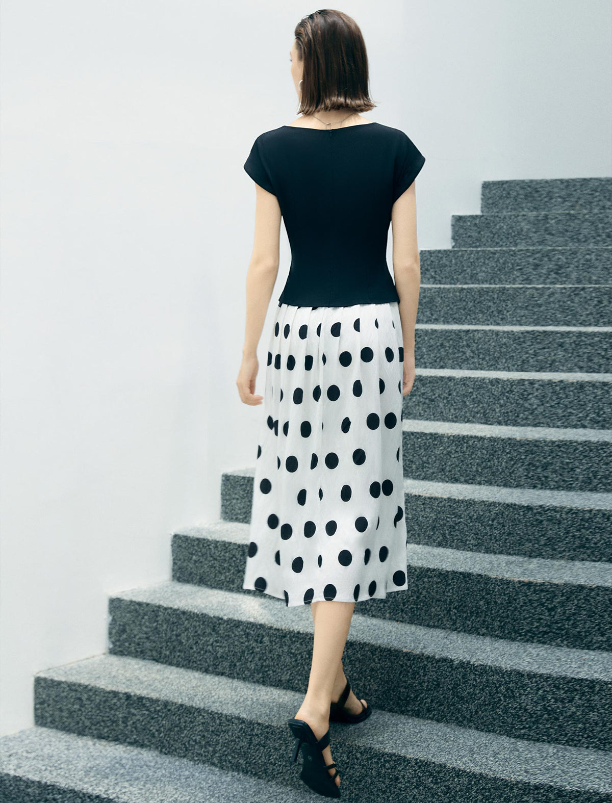 Black & White Polka Dot Midi Dress