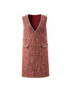 Wool Blend Textured Sleeveless Relaxed Dress