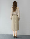Oatmeal Ditsy Dot Tie-Neck Blouse