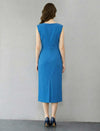 Elegant Ruched Sculptural Midi Gown