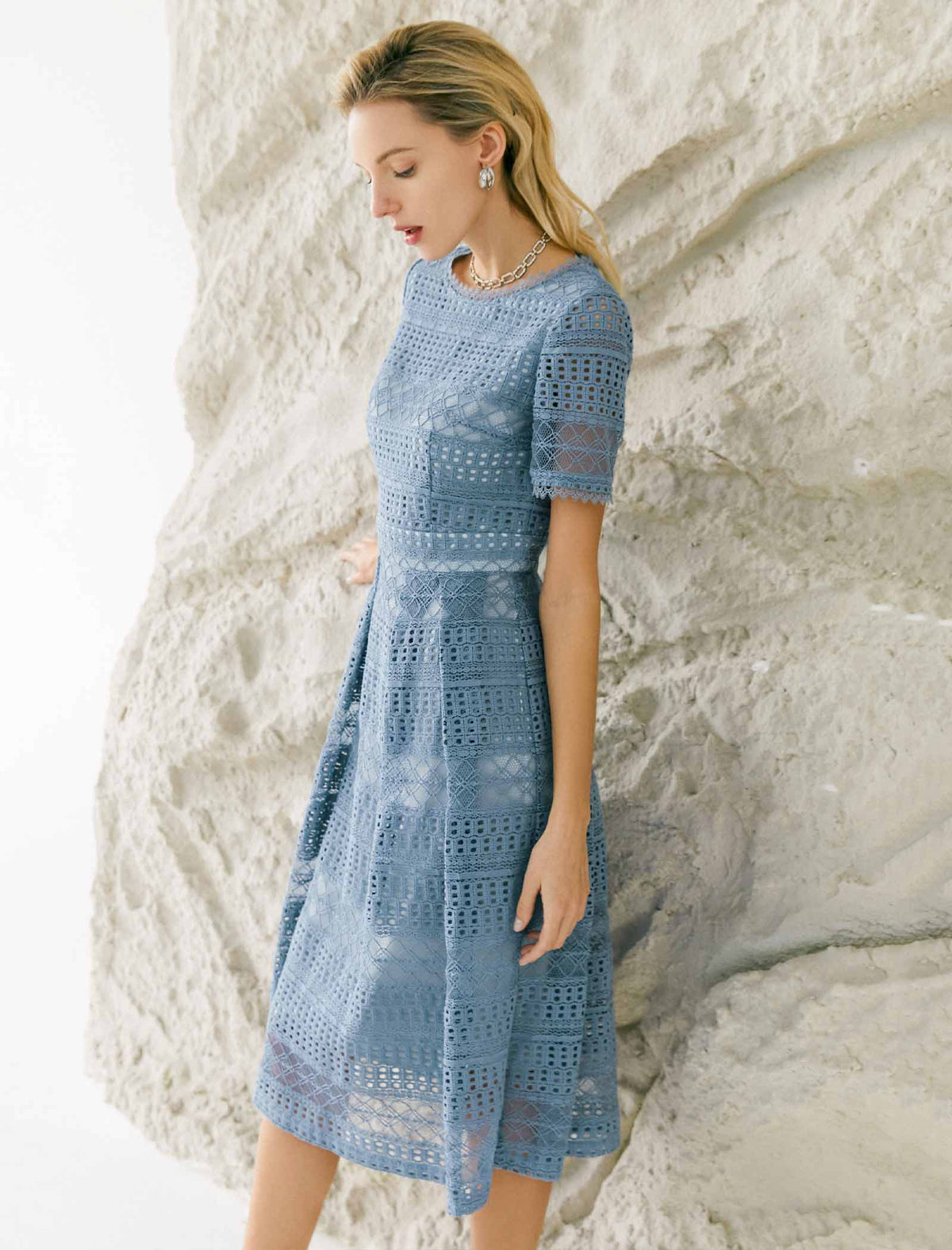 Salerno Soft Lace A-Line Midi Dress