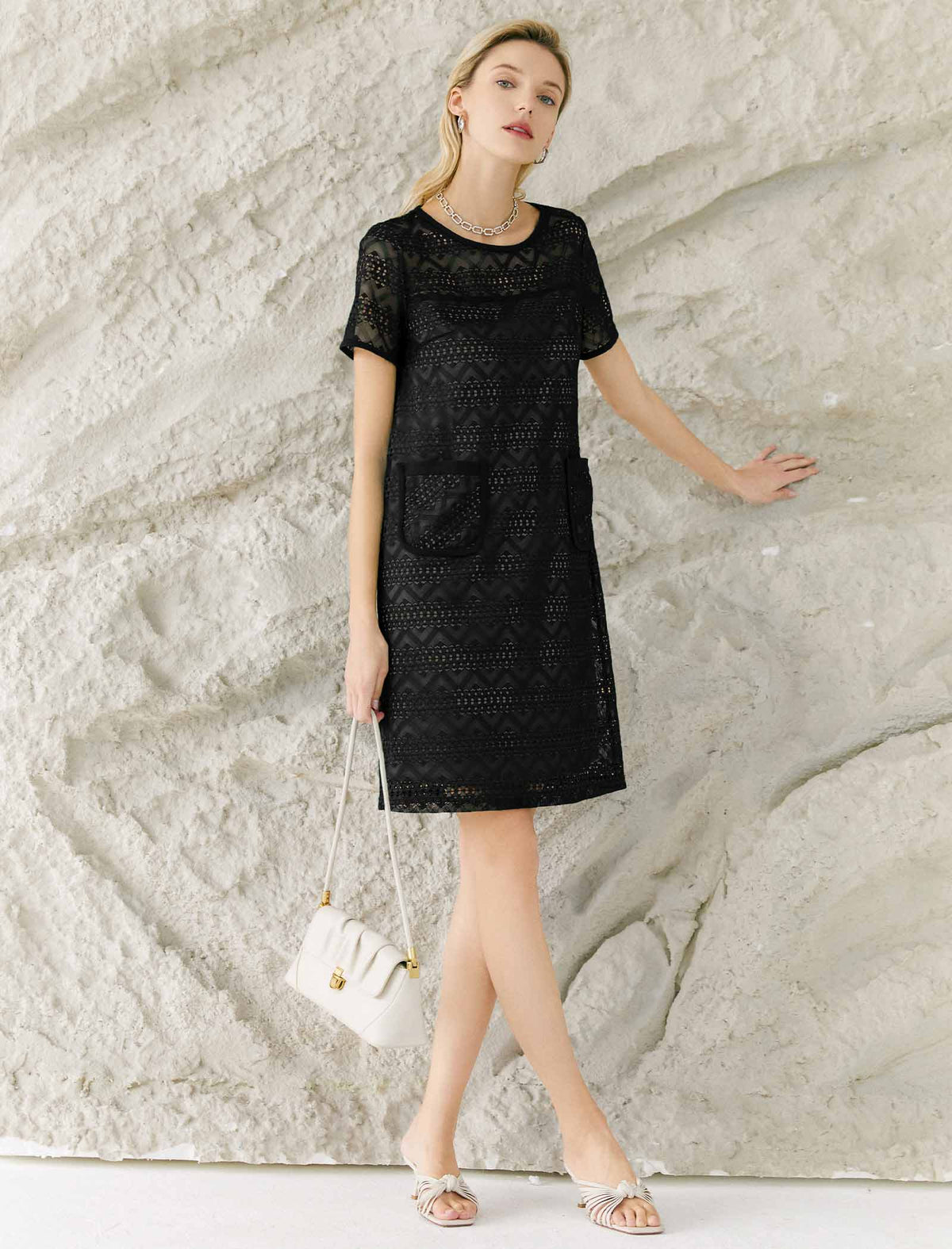 Lace Shift Above Knee Dress