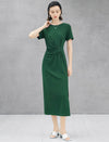 Knot-Waist Textured Maxi Dress
