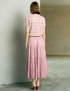 Striped Butterfly Embroidery V-Neck Tencel Blend Knit Cardigan Top