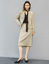 Champagne Textured Midi Pencil Skirt