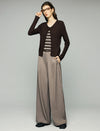 Wool Blend Pleated High-Waist Wide-Leg Pants