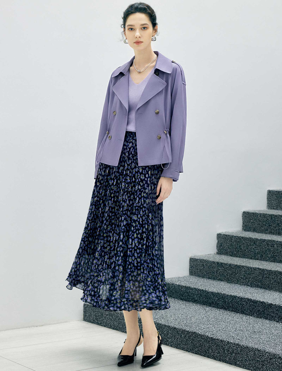 Floral Print A-Line Midi Skirt