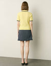 Contrast Trim Textured Knit Polo Short Sleeve Top