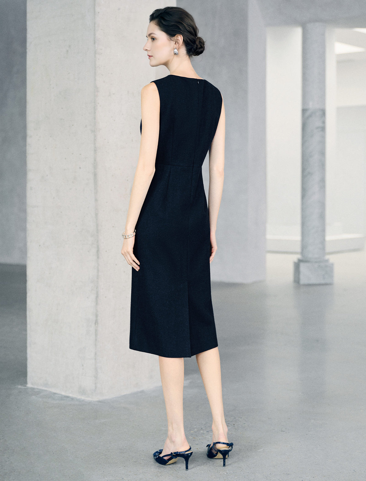 Sleeveless Embellished Waist Midi Dress