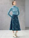 Embroidered Paisley High-Waist A-Line Midi Skirt