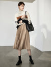 Pleated A-Line Midi Skirt