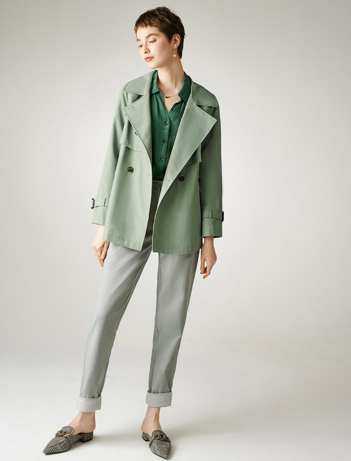 Long Sleeve Double-Breasted Relaxed Trench Coat