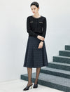 Wool Blend Plaid A-Line Skirt