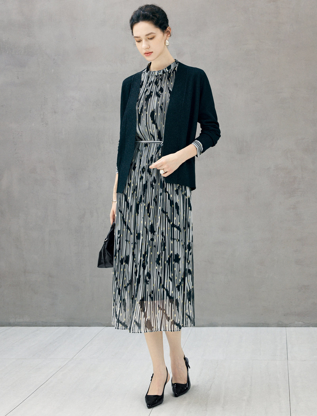 Wool Blend V-Neck Button Long Sleeve Cardigan