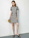 Plaid Lace Straight Short Sleeve Dress