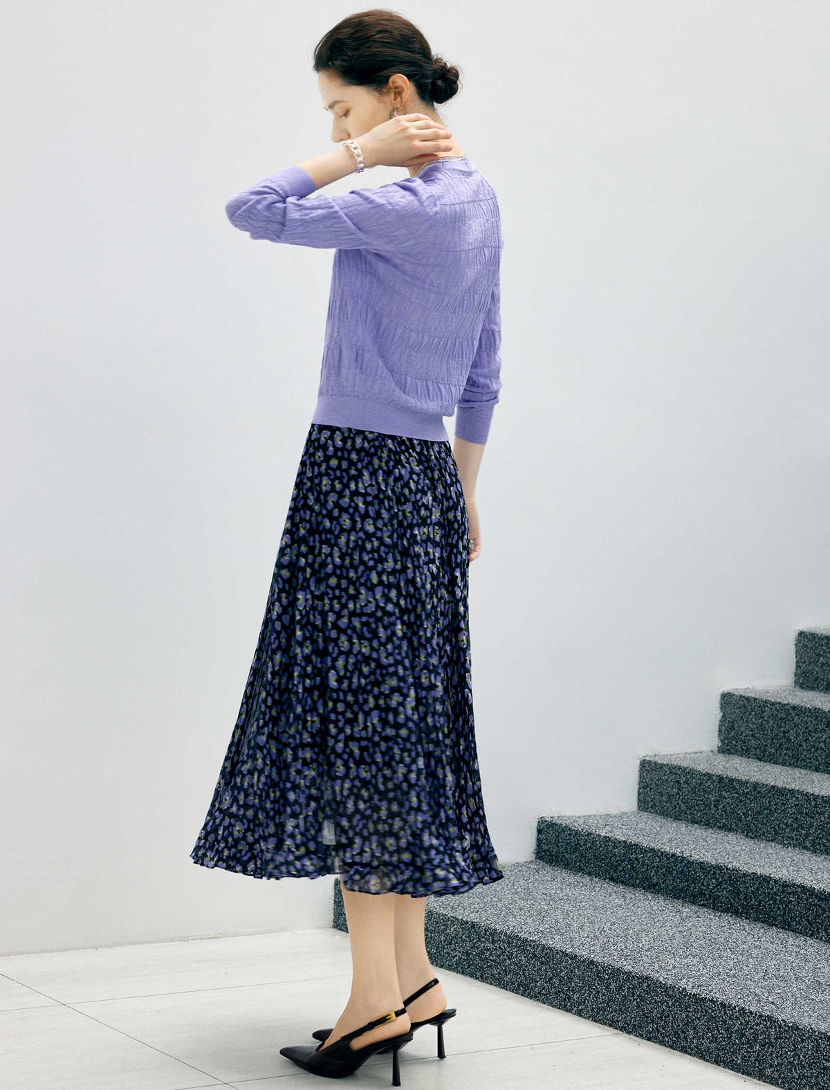 Floral Print A-Line Midi Skirt