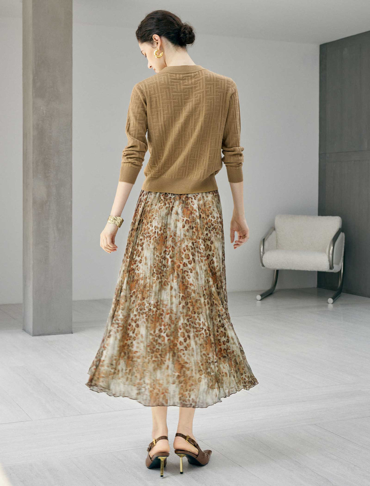 Retro Jacquard V-Neck Knit Cardigan